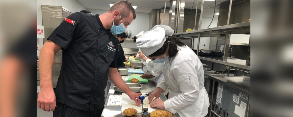 Executive Chef Steiner with Culinary Arts students