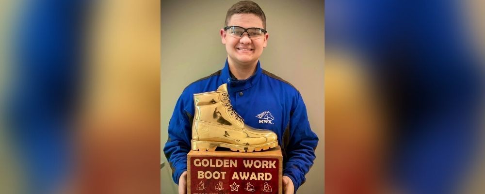 Evan and the Golden Work Boot Award