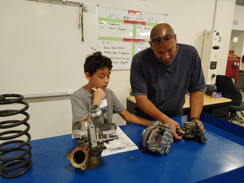 Student working in the Automotive Lab